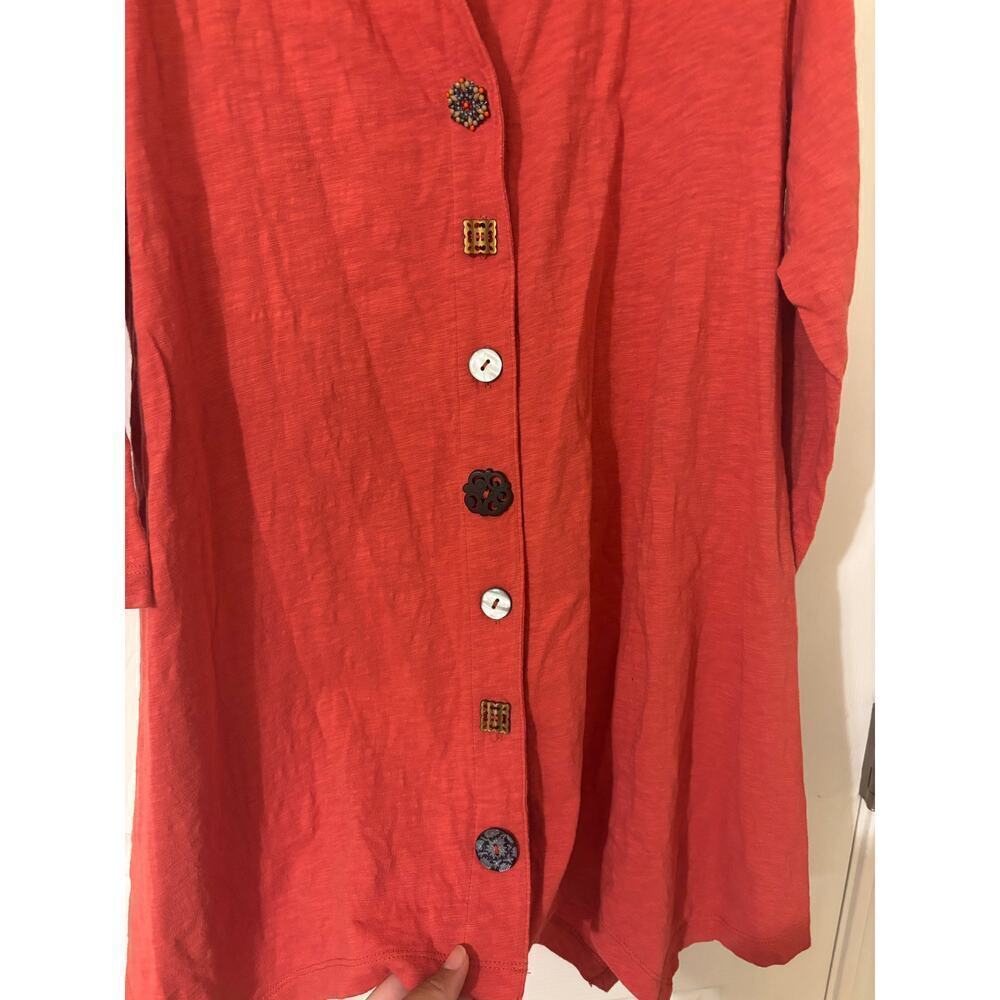 Soft Surroundings Danielle button 3/4 sleeve tunic orange sz M - Picture 4 of 10
